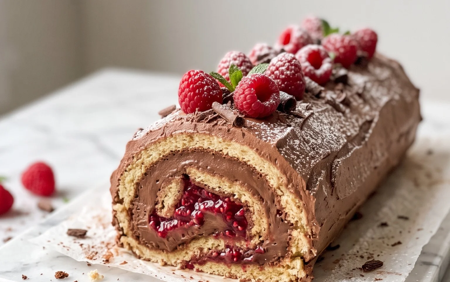 Bûche Chocolat Lait Framboise Moelleuse